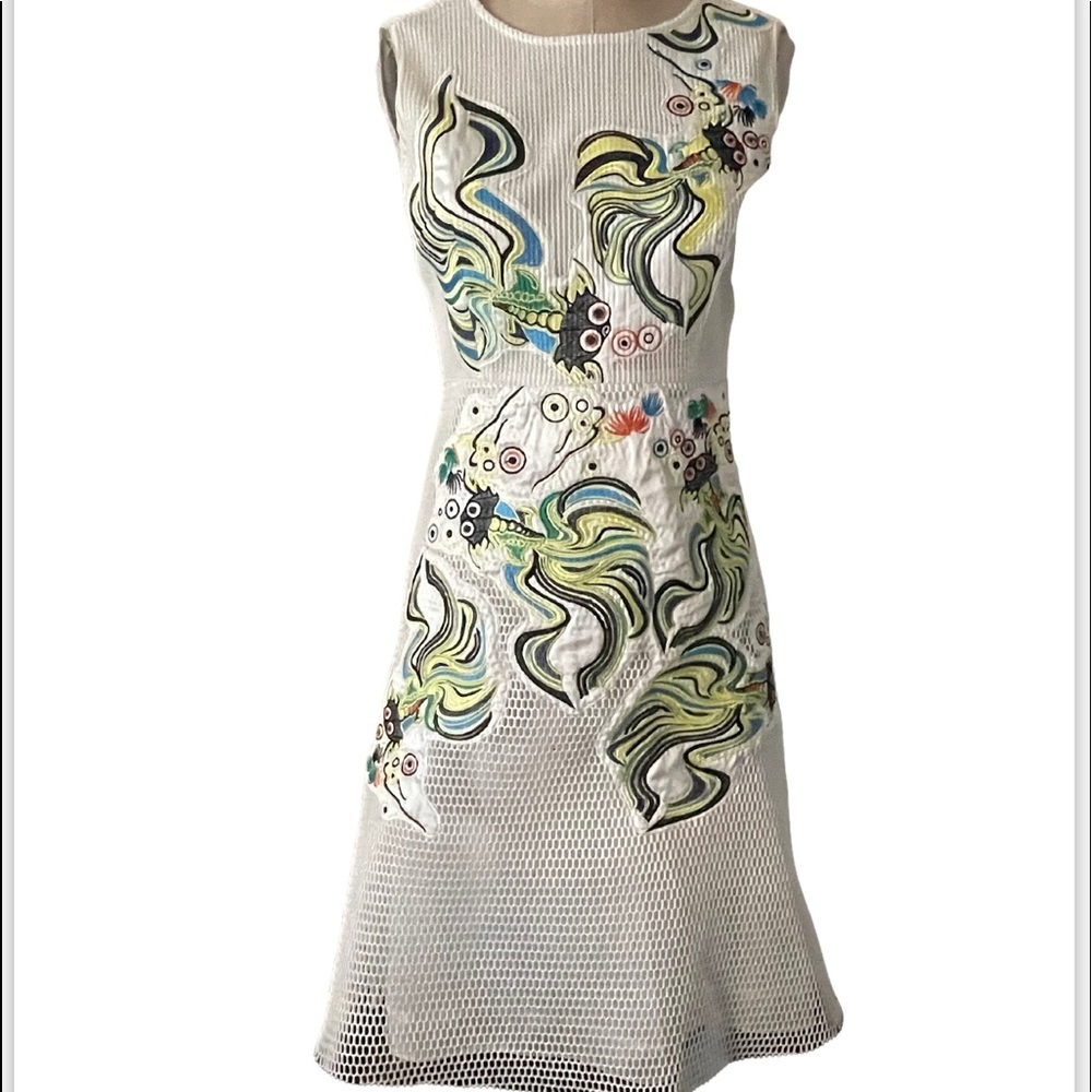 Mooerkerr Embroidered oriental fish dress flare